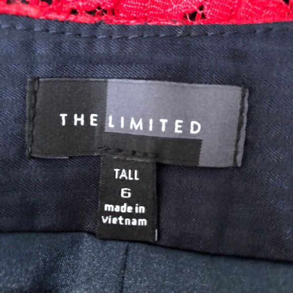 The Limited Women Pencil Skirt Tall 6 Black Red Lace Double Layer Vintage Grunge - Picture 5 of 7